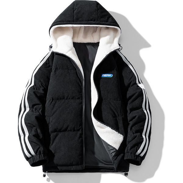 Men's Clothing Thick Warm Hooded Lamb Wool Loose Car Logo Padded Coat-image