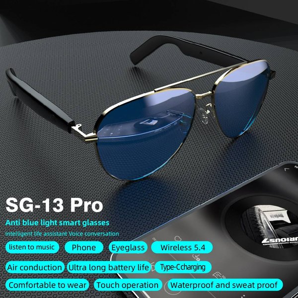 Bluetooth Audio Smart Glasses For Men Women, Smart Sunglasses With Speakers And Mics Open Ear Music Hands-Free Calling, Volume Control, Anti-Uv Lens-image