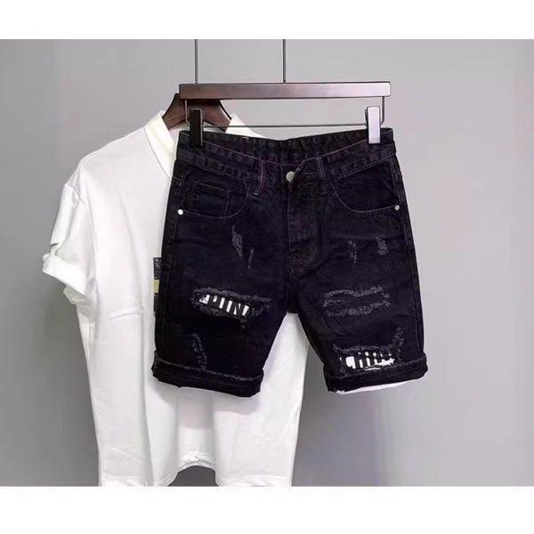 Men's Clothing 2024 High Street Denim Shorts Men's Design Niche Summer Shorts Men's Loose Mid-Length Pants One Piece Dropshipping