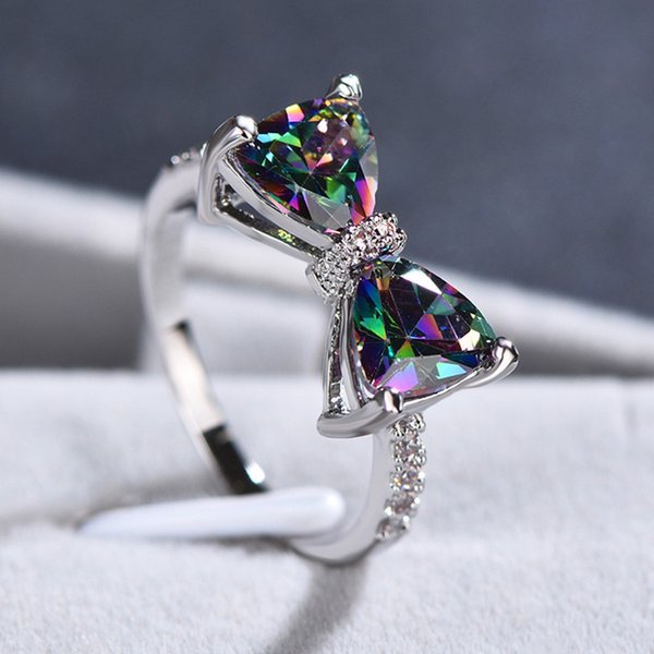 Cao Shi Caibao Series Premium Luxury Bow Tie Zircon Ring Sweet Cool Wind Index Finger Ring Female-image