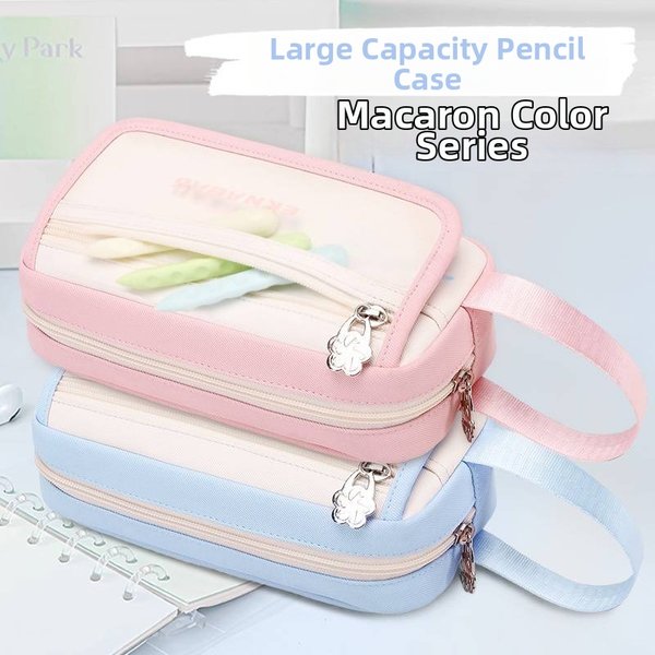 Large Capacity Minimalist Pencil Case For Middle And High School Students Instagram Worthy Pencil Box Writing Correction Supplies-image