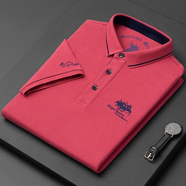 Men's Clothing Short Sleeved T Shirts For Men New Summer Products For Middle Aged And Young Men Solid Color Embroidered Polo Shirts-image