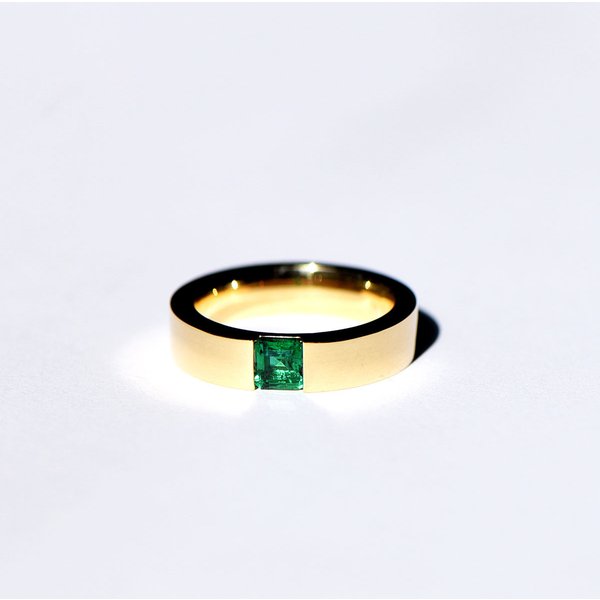 Card Set Natural Emerald Zircon Ring Gold-Plated Green Men's Simple And Trendy Ins Domineering Style-image