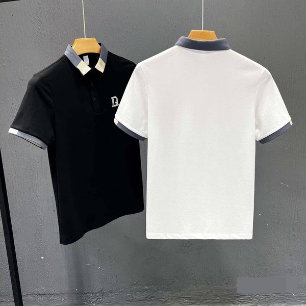 Men's Clothing Men's Summer Short Sleeve T-Shirt Embroidered Collar Business Casual Trendy Clothing Top For Men