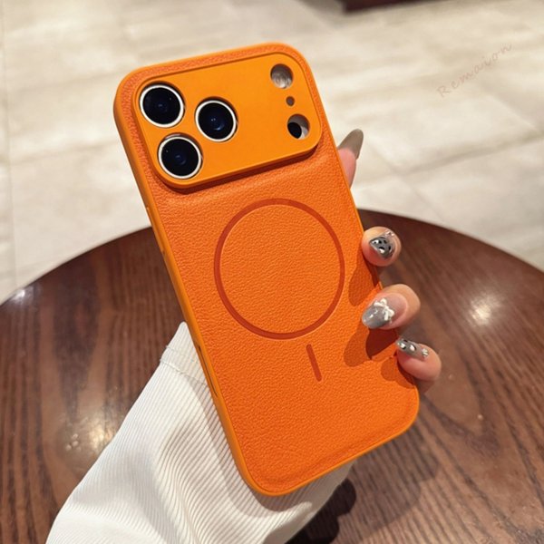 Retro Leather Magnetic Phone Case For Iphone 17 Air 14 15 16 12 13 Pro Max Wireless Charge Shockproof Protector-image