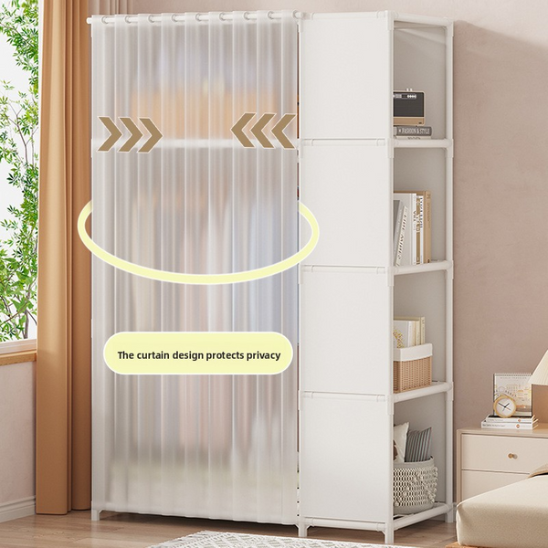 Wardrobe Simple Rental Home Bedroom Cloth Wardrobe Modern Simple Bold Dustproof Storage Wardrobe Japanese Style Rack-image