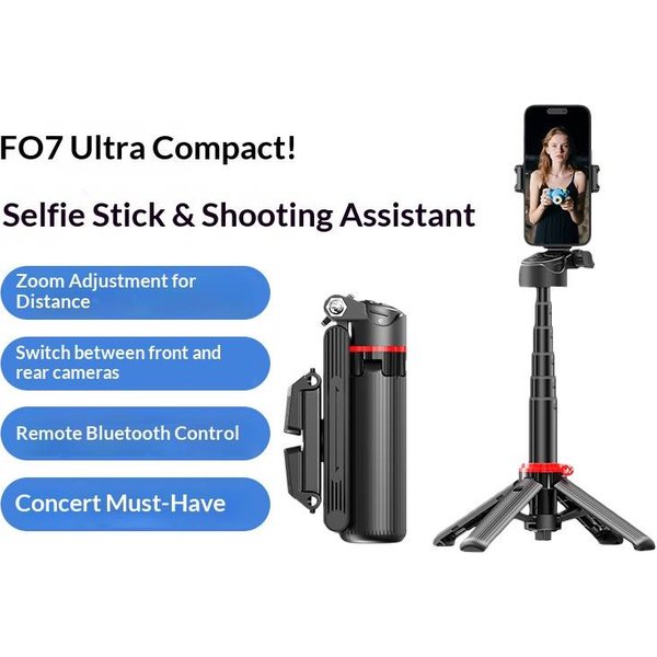 Selfie Stick Tripod F07 With Image Stabilization Extendable Shooting Handle Bluetooth Carabiner Phone Holder-image