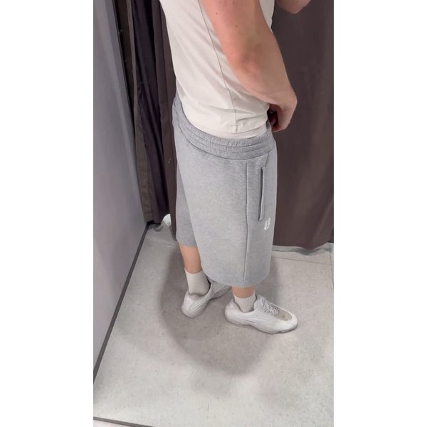 Men's Casual Elastic Shorts Trendy Brand Embroidered Label Summer Street Loose Fit Cotton Black Gray Mid Waist Basic Style-image