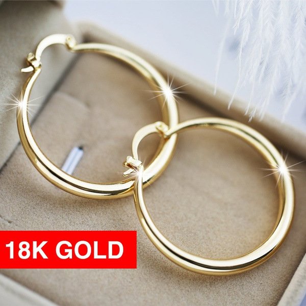 Longrui Gold Exaggerated Hoop Earrings Large Round Classic Vintage Fashion Glossy Geometric Irregular Earrings For Women-image