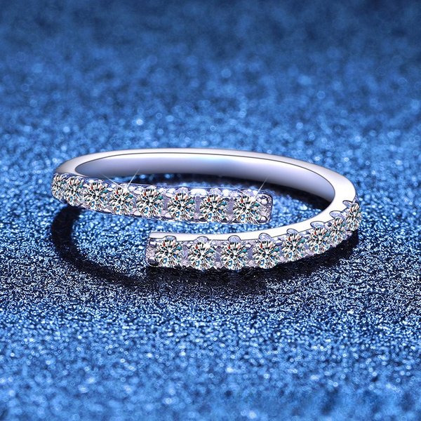 Moissanite Ring Fashionable Personality Simple Diamond Ring Female Moissanite Ring Opening-image