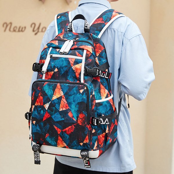 Kids Backpacks Trend Backpack For Boys, Junior High School Students, Lightweight Heat Transfer Schoolbag, Simple College Student Computer Backpack