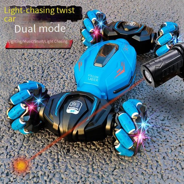 Infrared Light-Chasing Wall-Climbing RC Car With Watch Remote Control – Interactive Stunt Toy For Kids (Blue/Red, English Packaging)