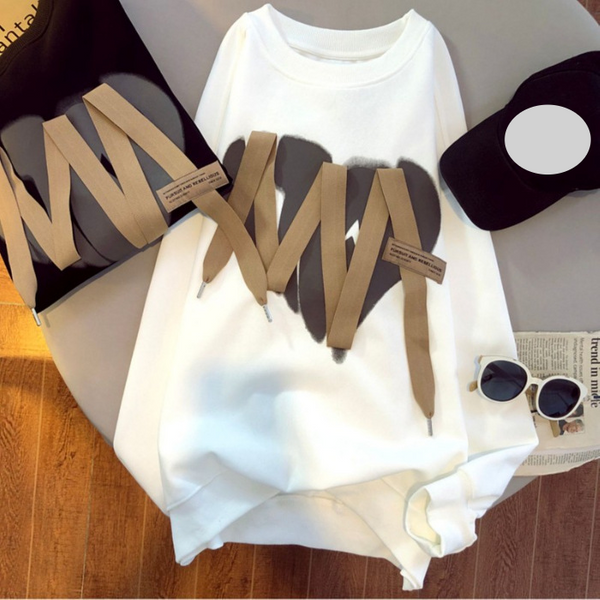 Women's Clothing Round Neck Sweatshirt Women's Spring Long Sleeved Jacket Casual Versatile Loose Large Size Women's Clothing Age Reducing-image