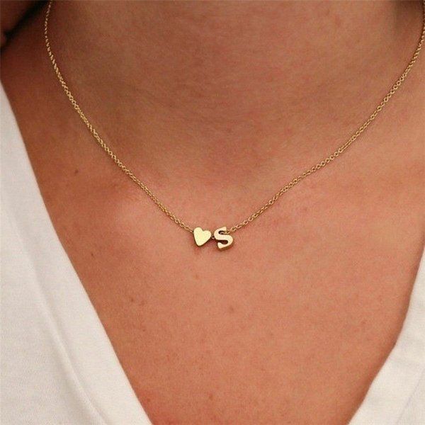 Titanium Steel Love Letter Necklace Female Simple K Stainless Steel 26 English Letter Pendant Clavicle Chain