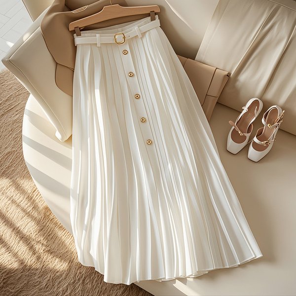 Women's Clothing popular style high end feeling super beautiful white A line high waist skirt female summer