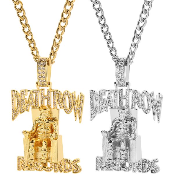 DEATHROW New Cuban Chain King Necklace Zircon Pendant Trendy Hip-Hop Jewelry