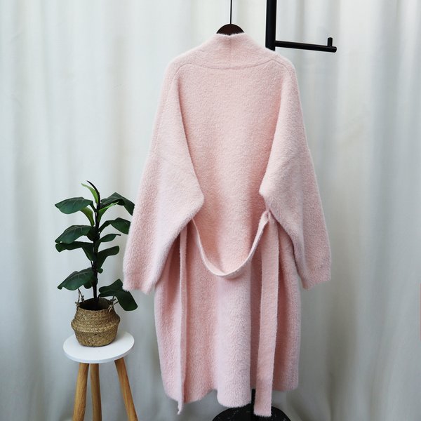 Women's Clothing Mink Velvet Lazy Style Sweater Coat Women's Long Autumn And Winter New Style Belt Temperament Knitted Cardigan Trend-image