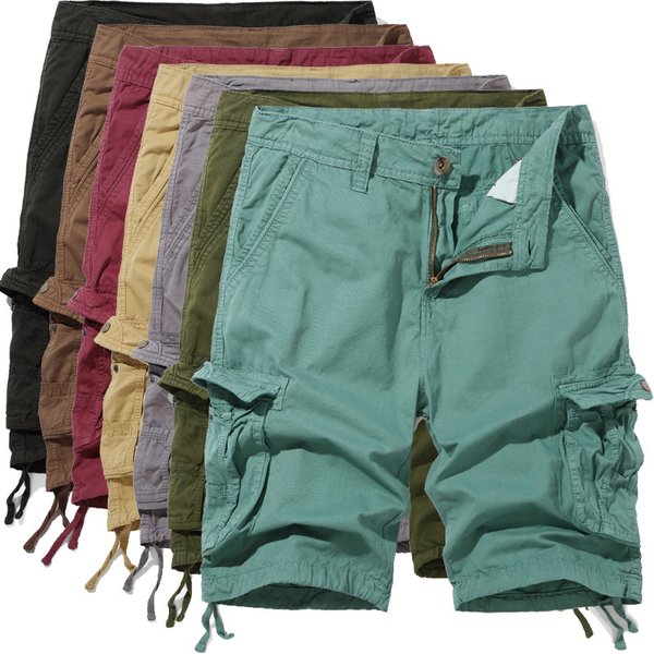 Premium Products Men's Casual Cropped Trendy Workwear Shorts, Plus Size Multi Pocket Mid Length Pants-image