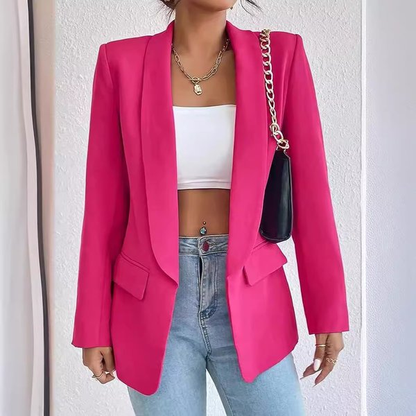 Women's Clothing Middle East Hot Selling Women's Clothing 2024 Spring And Autumn Solid Color Lapel Small Suit Temperament Commuter Jacket-image