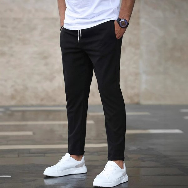 Men's Casual Cropped Pants Summer Business Sports Versatile Long Pants European American Style Cross Border E Commerce-image