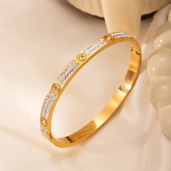 Bangles Star Bracelet Fashion High End Bracelet Full Diamond Light Luxury Gold Plated Ladies Titanium Steel Bracelet-image