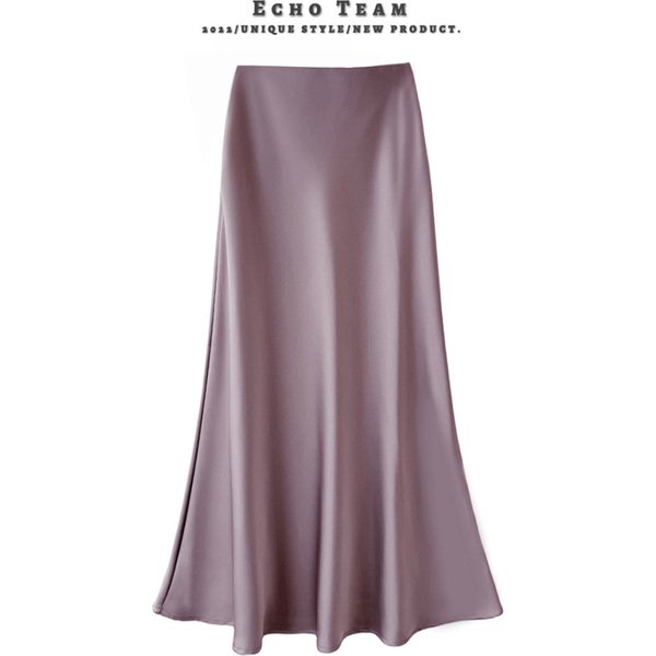 High waist slim mid-length satin acetate silky skirt new hip-wrapped fishtail A-line long skirt