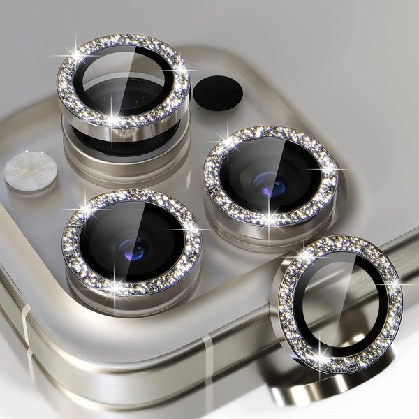 Titanium Gray Glitter Diamond Camera Lens Protector For Iphone 15 Pro Max 14 Plus 13 14Pro 15Pro Glass Protection-image