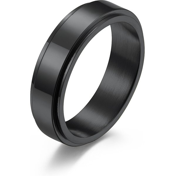 Men's Jewelry Simple Plain Ring With Engraving Stainless Steel Smooth Rotating Ring Cool Neutral Style Genderless Couple Ring