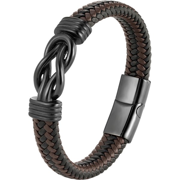 Men's Jewelry Infinity 8 Shaped Leather Bracelet Hand Woven Bracelet Genuine Leather Braided Men's Leather Bracelet Stainless Steel-image