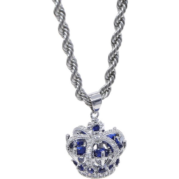 Men's Jewelry Hip Hop New Crown Pendant Diamond Studded Full Diamond Couple Necklace