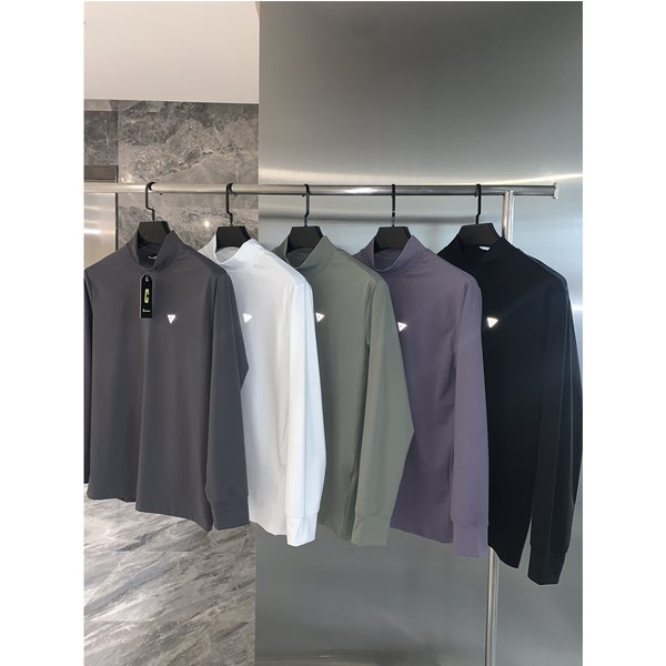 Men's Clothing High Elastic Breathable Autumn Sports Half Turtleneck Men's Casual Bottoming Shirt Long Sleeve T Shirt-image