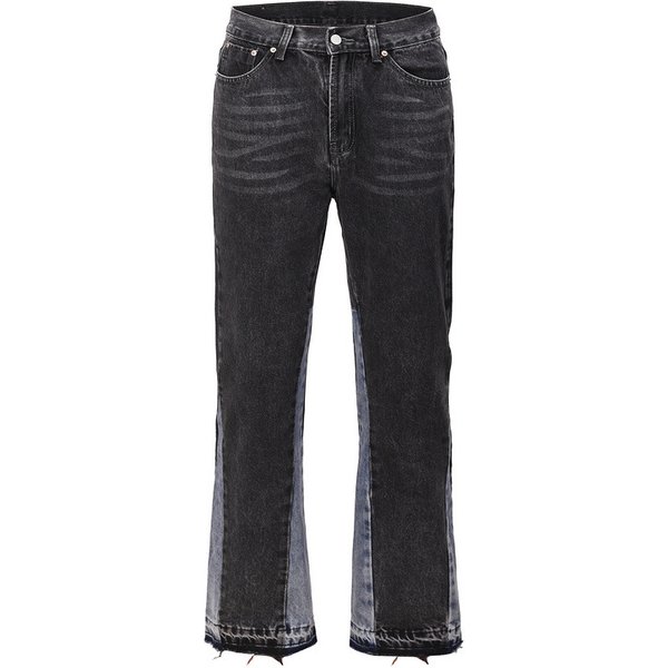 Men's Clothing Style Hip Hop Stitching Slightly Flared Personality Jeans New Cat Whisker Trouser Legs Modified Wide Leg Pants For Men And Women-image