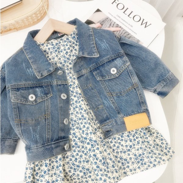 Kid's Clothing Girls Denim Jacket Children 2024 New Spring Children's Casual Jacket Baby Stylish Style Tops-image