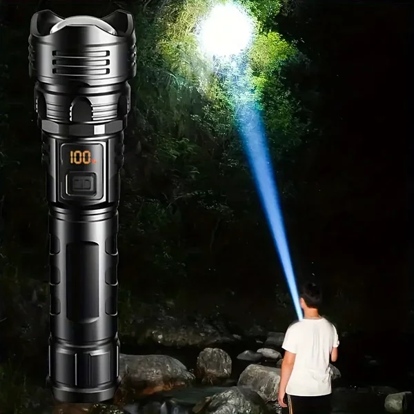 High Power LED Flashlight - USB Rechargeable 1000LM, Zoomable Multifunctional Torch For Outdoor Camping,Emergency (Waterproof)-image