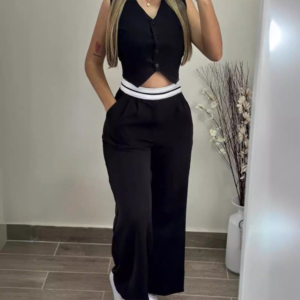 women's clothing contrast waist stitching commuter leisure suit