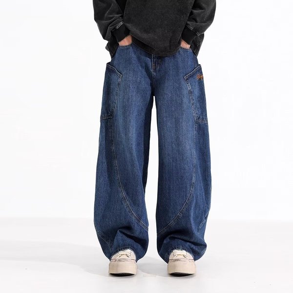 Men's Clothing Unisex Street Style Retro American Baggy Jeans – Oversized Straight-Leg, Streetwear Unisex Pants (M-3XL, Distressed Wash, Vintage Fit)-image