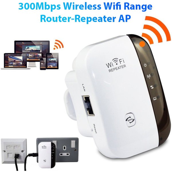 Xinweiqing Us/Eu/Uk Plug 300Mbps Wifi Repeater Wireless Signal Extender Booster Amplifier-image