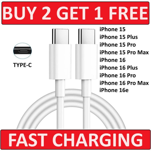 Type C- Type C Cable Usb C Fast Charger Lead Long For Iphone 15 16 Plus Pro Max-image