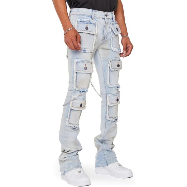 Men's Clothing new men's denim straight pants street fashion ins popular stretch workwear denim straight pants