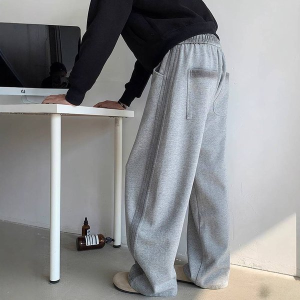 Men's Clothing Autumn And Winter Plus Velvet Trend Straight Machete Casual Pants For Men And Women Loose Harem Banana Trousers Versatile Sweatpants-image