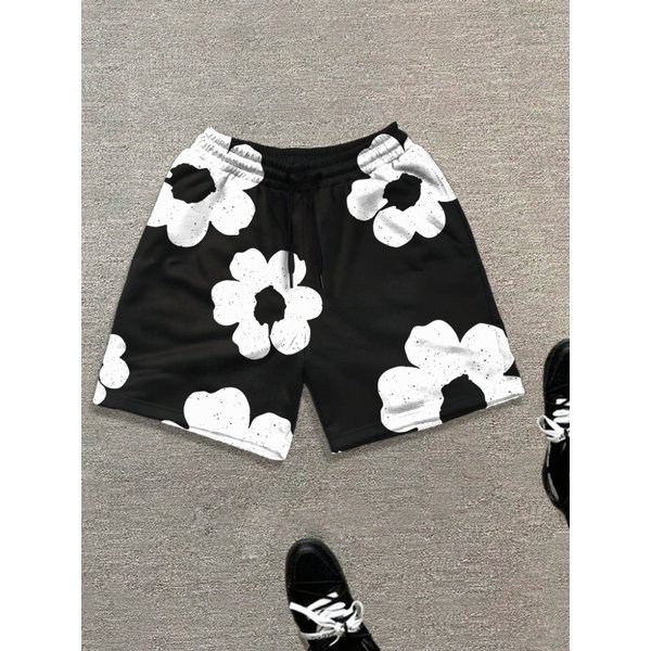 Men's Trendy Blue Shorts Classic Straight Fit Casual Pants Five Point Paint Coated