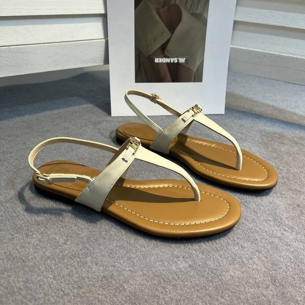 Women's Shoes Genuine Leather Roman Sandals – Vintage Style Flip Flops With Toe Post Design (Flat Summer Casual Shoes)