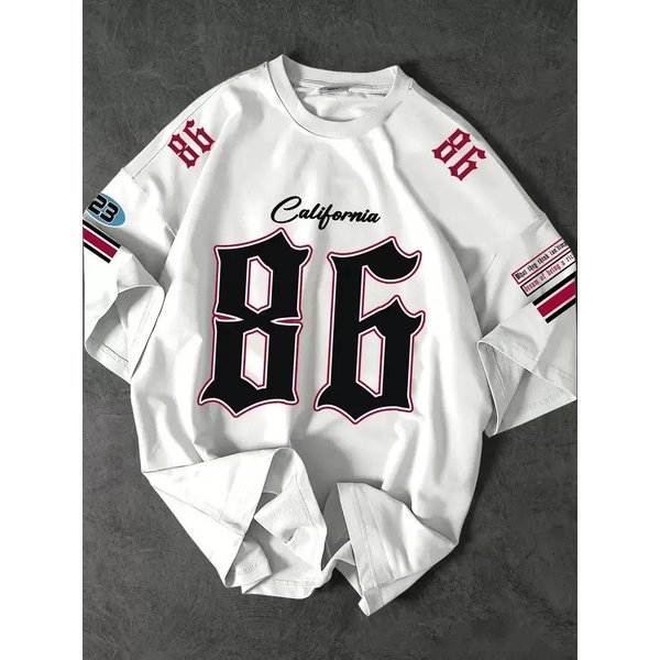 American-style Unisex Vintage High Street Hip-hop Rugby Clothing, Loose-fitting Short-sleeved Jersey T-shirt