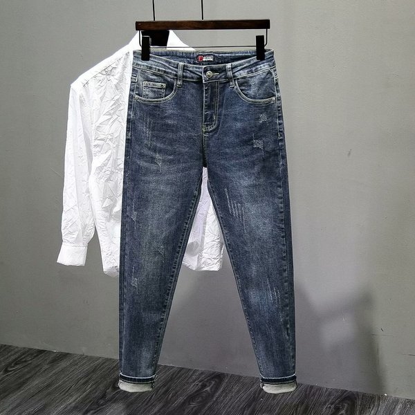 New High-Quality Men's Casual Slim Fit Jeans For Spring And Autumn Seasons, Fashionable And Versatile Social Boy Jeans-image