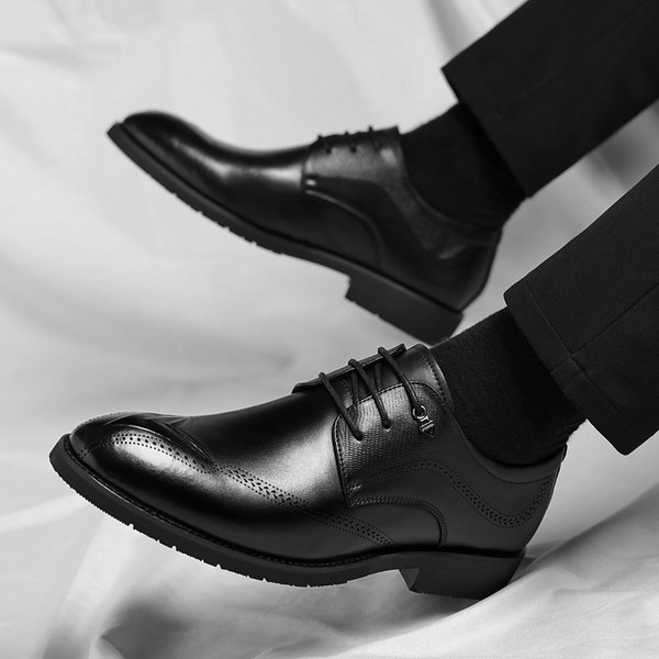 Euro Step Leather Spring New Brogue Business Trendy Men's British Style Pointed Toe Formal Shoes-image