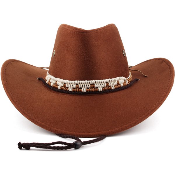 Manufacturer wholesale autumn and winter outdoor windproof sunshade casual hat western cowboy hat curved brim large brim hat imitation suede hat