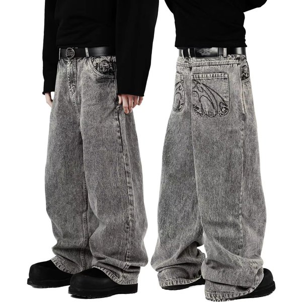 Men's Distressed Skinny Jeans Streetwear Trendy Blue Washed Patched Paint Print Slightly Stretchy Slim Fit Mid Waist Long Cotton-image