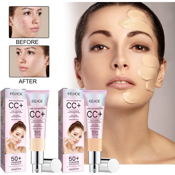 EELHOE facial repair cc cream, natural concealer, waterproof, non-removing makeup, hydrating, repairing, whitening skin