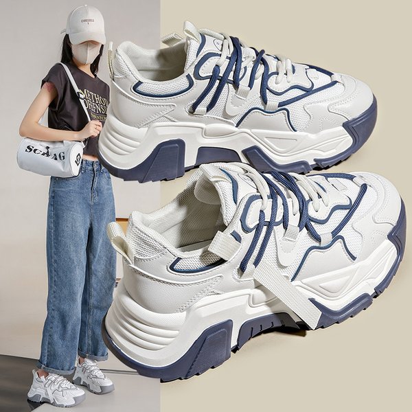 Dad's Autumn New Item, Versatile White Student Women's Sponge Cake Casual Thick Soled Shoes, Trendy-image