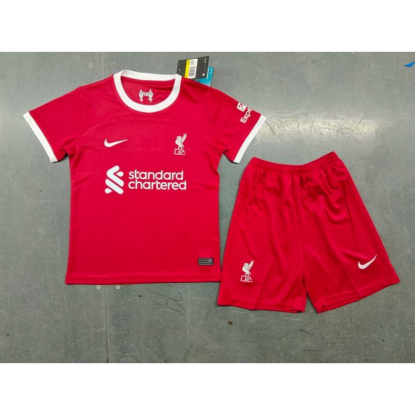 2023-2024 Kids Liver-pool Home and Away Soccer Football Jersey Kits Short+Shirt Set